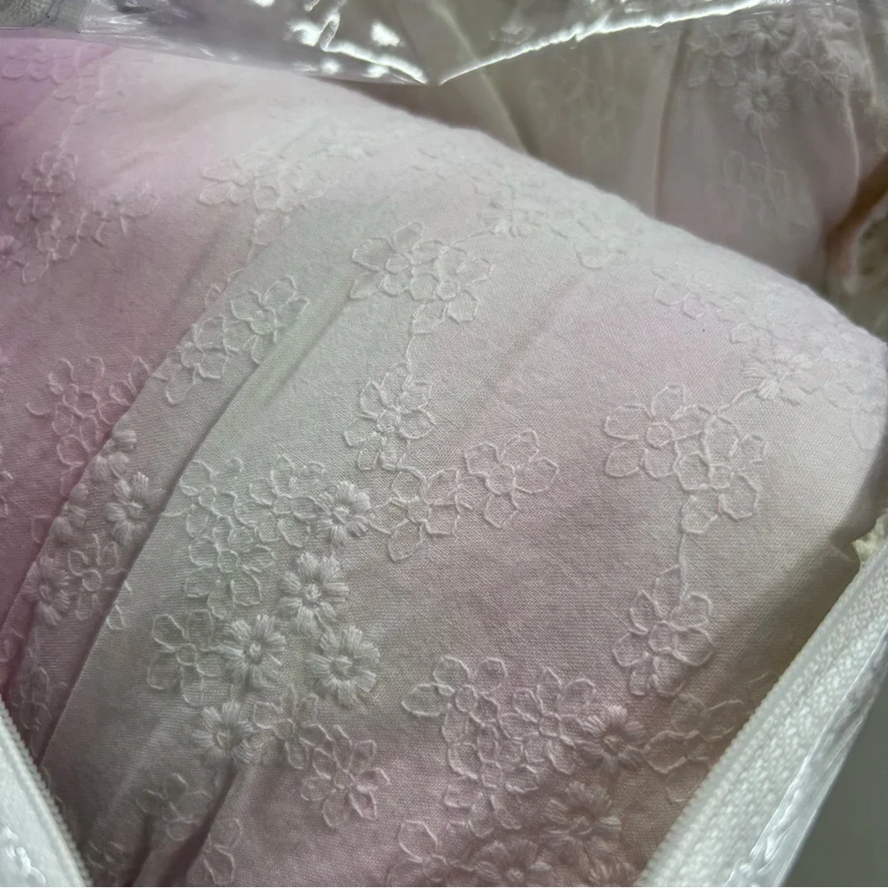 LoveShackFancy Tie Dye Quilt Pink Purple Yellow White Ruffle Full Queen Bed NEW